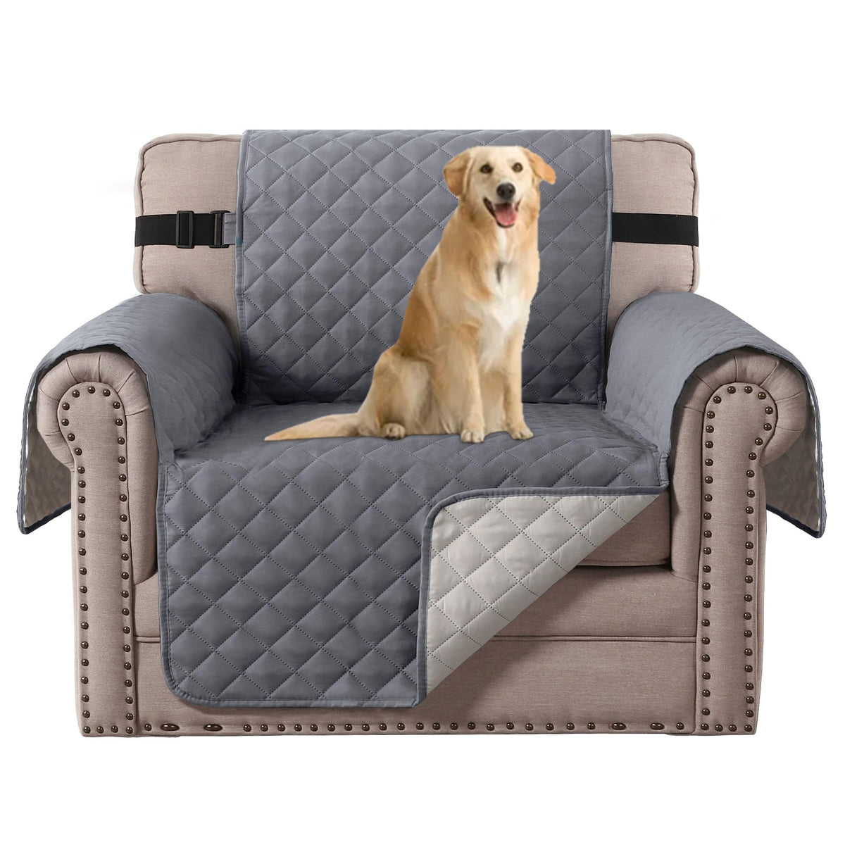 H.VERSAILTEX Reversible Sofa Cover Couch Cover for 3 Cushion Couch Water Resistant Sofa Cover for Living Room Quilted Furniture Couch Cover Washable Couch Protector(Oversized Sofa, Ivory/Beige)