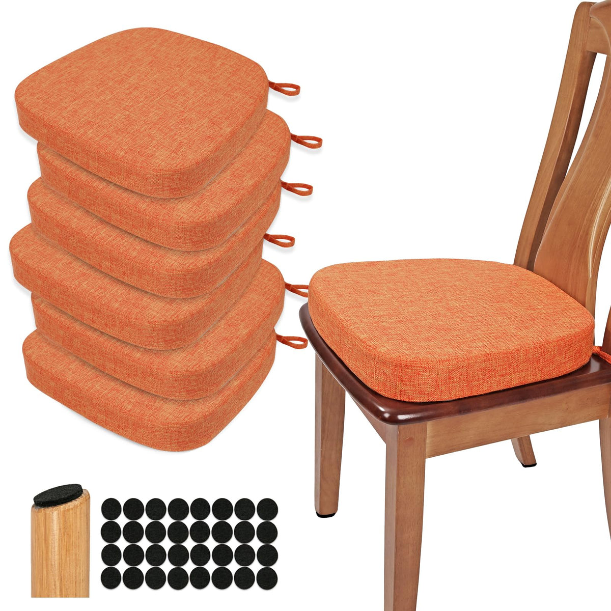 BUYUE Thickened 2.5" Friendly Woven Fabric Dining Chair Cushion, U-Shape High Density Foam Comfortable Chair Pad for Kitchen, Slip Resistant Indoor Seat Cushion (1 Piece, Dark Gray)