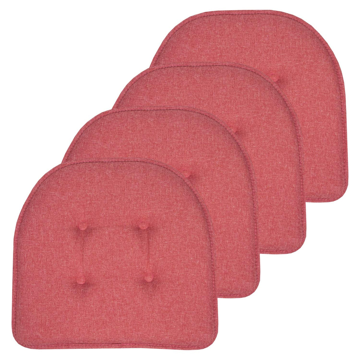 Sweet Home Collection Chair Cushion Memory Foam Pads Tufted Slip Non Skid Rubber Back U-Shaped 17" x 16" Seat Cover, 6 Pack, Checkered Taupe/White