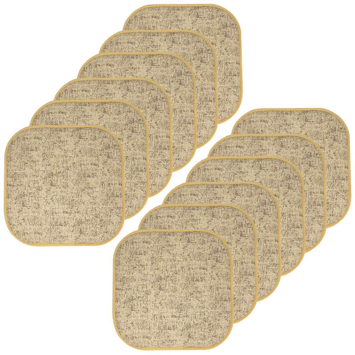 Sweet Home Collection Chair Cushion Memory Foam Pads Honeycomb Pattern Slip Non Skid Rubber Back Rounded Square 16" x 16" Seat Cover, 4 Pack, Alexis Chocolate