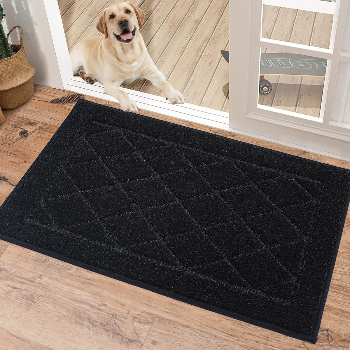 BEQHAUSE Dirt Trapper Door Mat 20" x 32", Doormat Non-Slip, Navy Blue