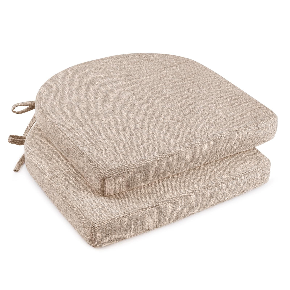 downluxe Indoor Chair Cushions for Dining Chairs, Soft and Comfortable Textured Foam Kitchen Chair Pads with Ties and Non-Slip Backing, 16" x 16" x 2", Red, 4 Pack