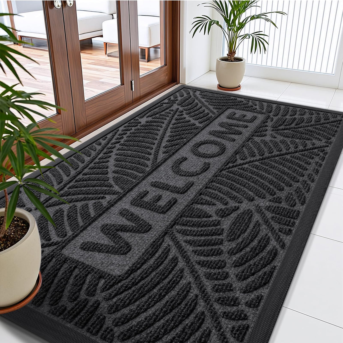 Smiry Welcome Front Door Mat for Outdoor Indoor 29.5x17, All-Season Doormat