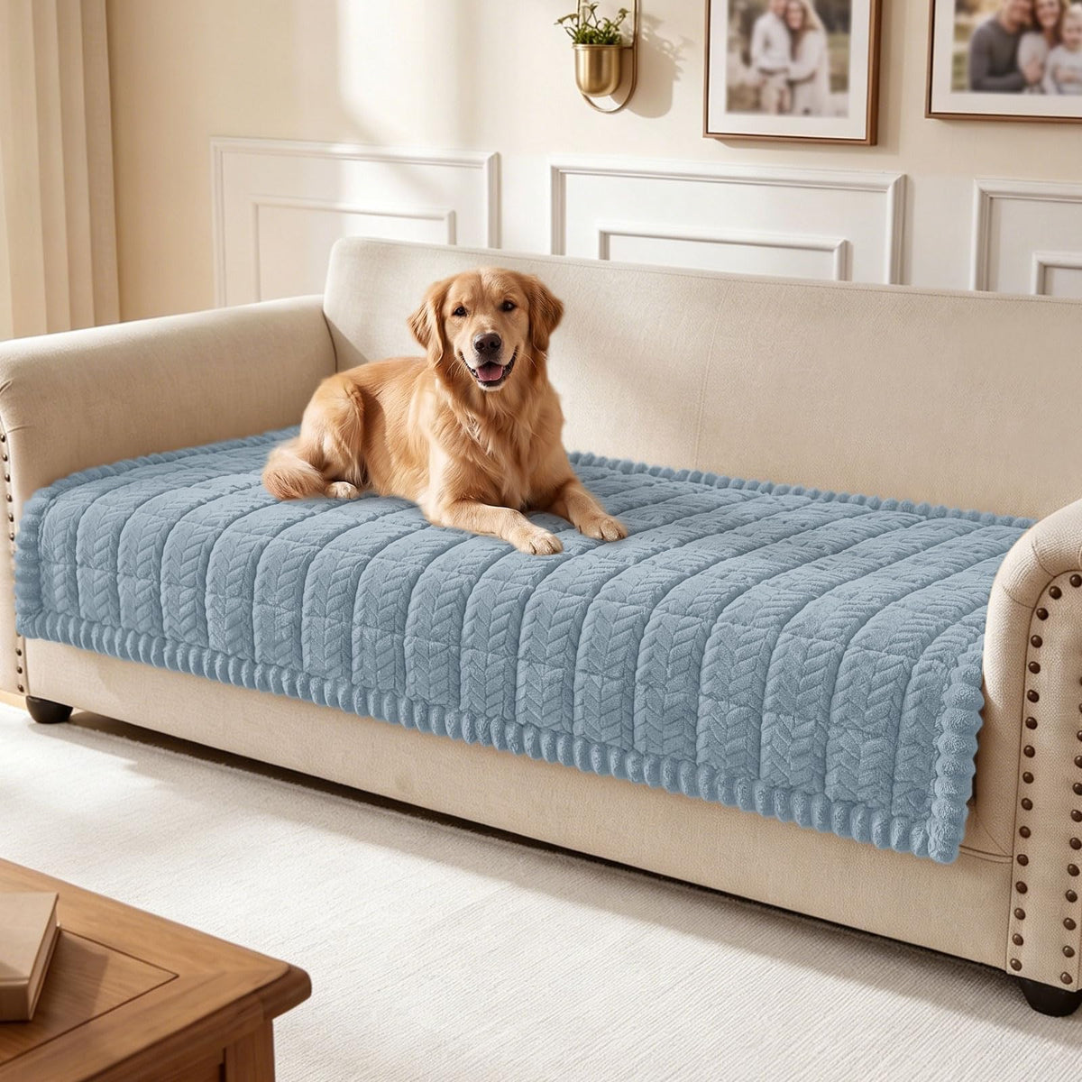 Smiry Couch Cover for Dogs, Non Slip Fuzzy Pet Sofa Covers Washable