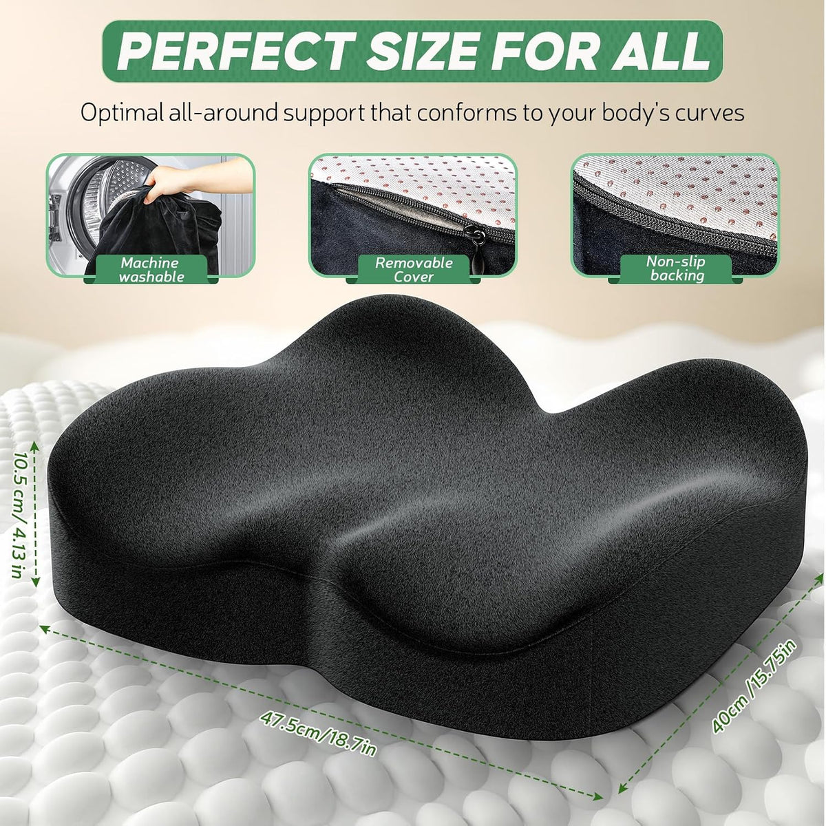 Benazcap Memory Foam Seat Cushion, Ergonomic Office Chair Pressure Relief
