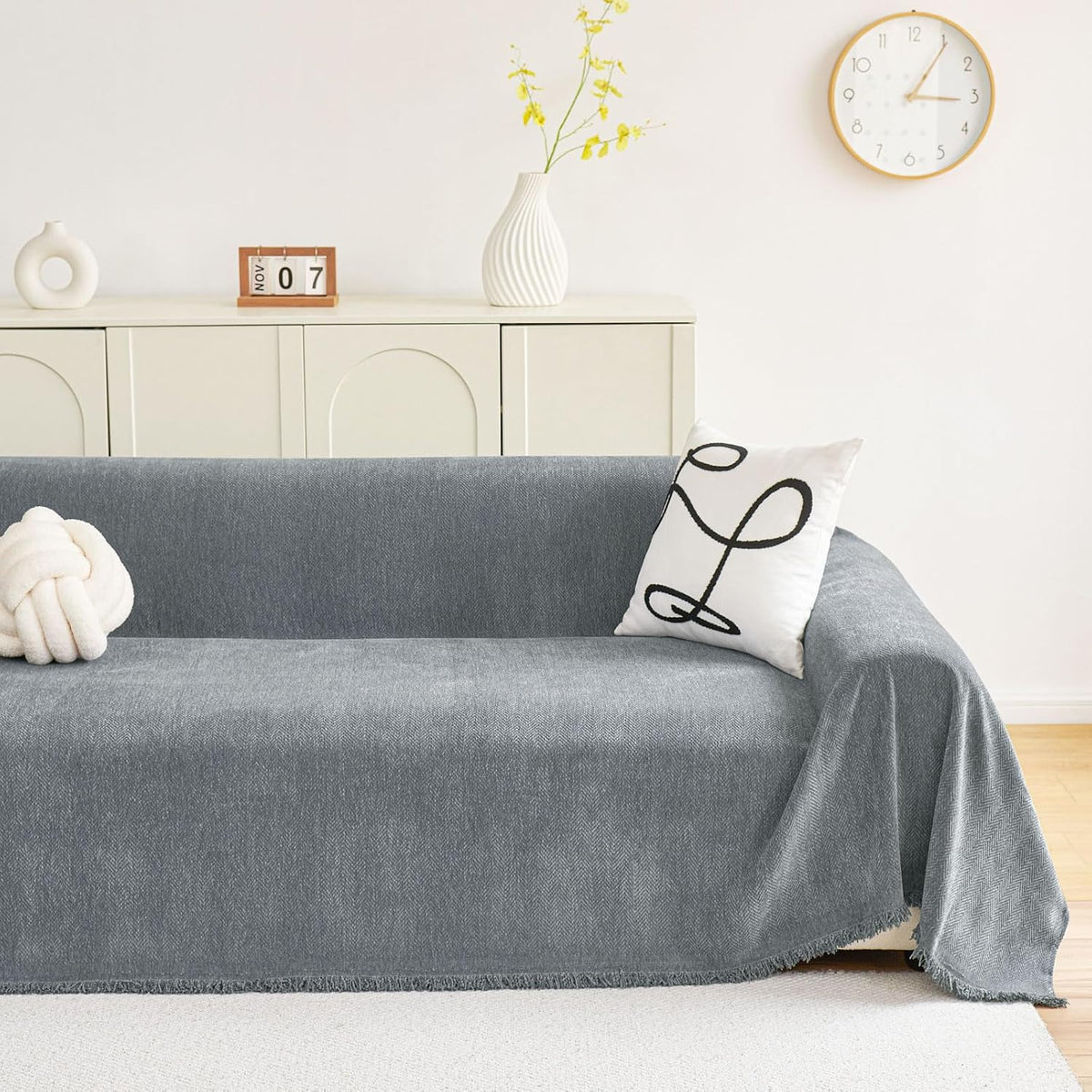 hyha Couch Cover for Dogs, Boho Chenille Sofa Cover for 3 Cushion Couch