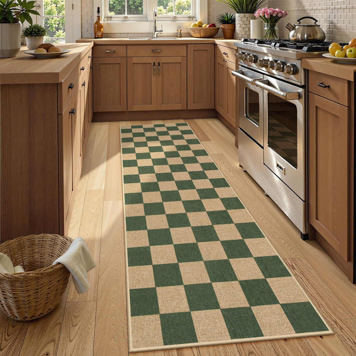 Lahome Checkered Easy Jute 3x5 Entryway Front Porch Rug, Black Diamond Indoor Outdoor Patio Layering Rug, Washable Farmhouse Neutral Non Slip Non Shedding Door Carpet for Backyard Blacony
