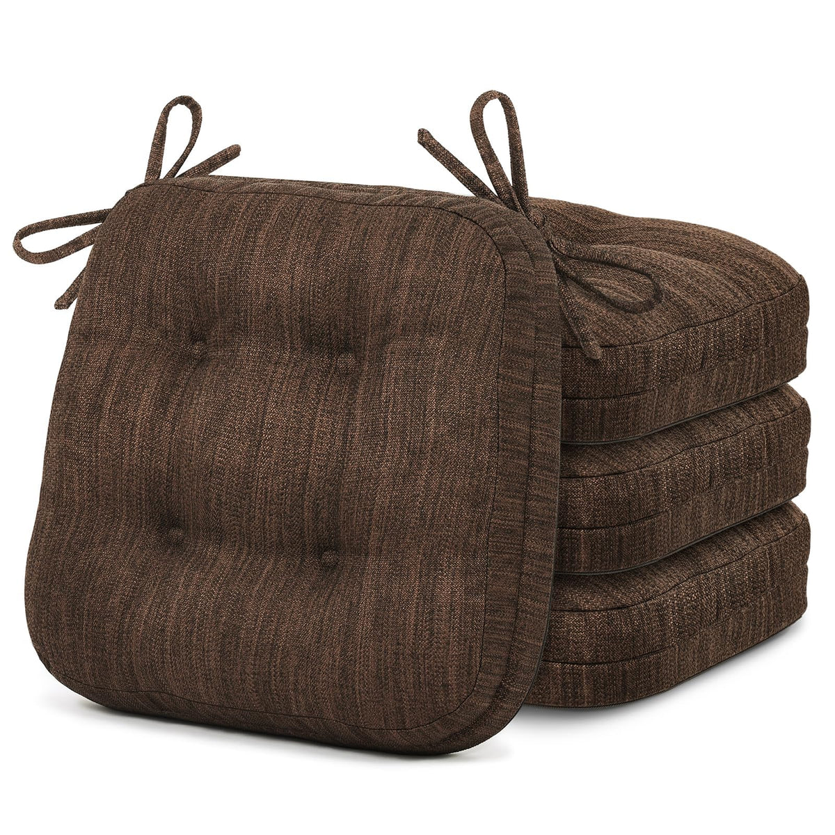 Shinnwa Dining Chair Cushions Set of 4, Dual-Layer Memory Foam Kitchen Chair Cushions, Patented Design Seat Pads with Ties, 16.5 x 16.5 x 3.5in, 4 Pack, Beige