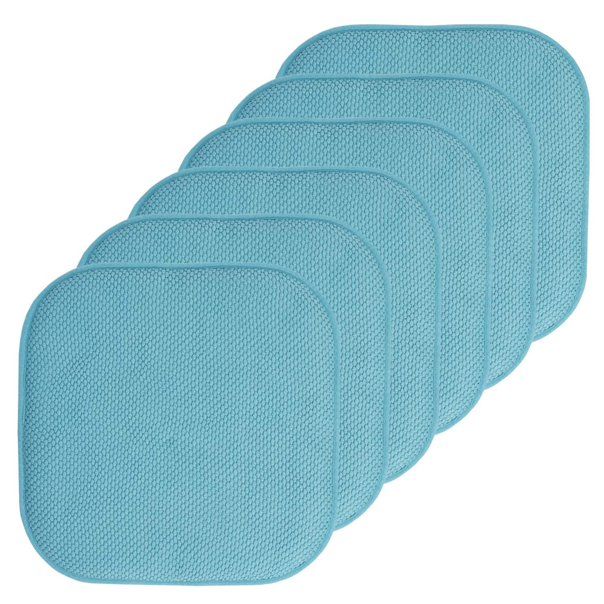 Sweet Home Collection Chair Cushion Memory Foam Pads Honeycomb Pattern Slip Non Skid Rubber Back Rounded Square 16" x 16" Seat Cover, 4 Pack, Alexis Chocolate