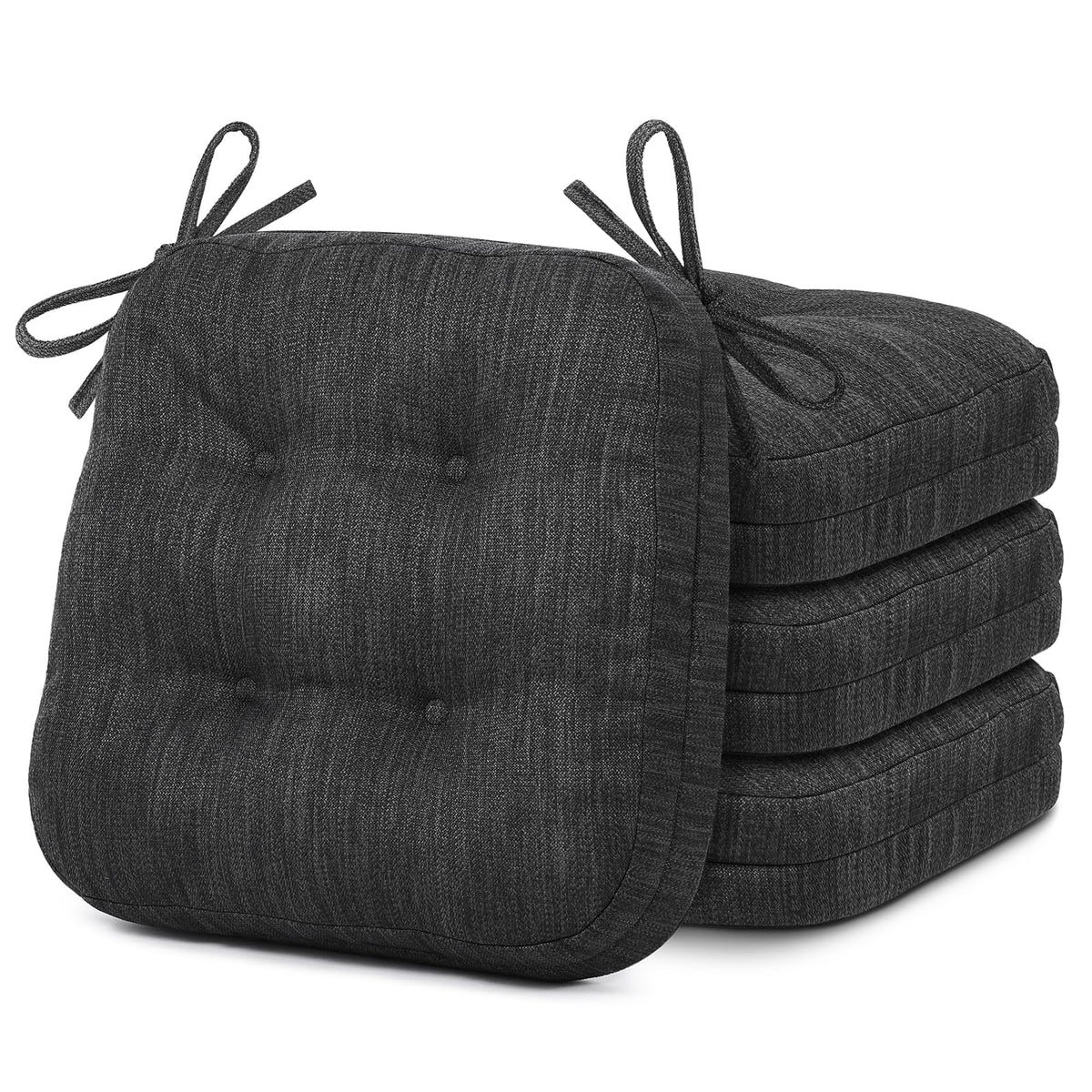 Shinnwa Dining Chair Cushions Set of 6, Dual-Layer Memory Foam Kitchen Chair Cushions, Patented Design Seat Pads with Ties, 16.5 x 16.5 x 3.5in, 6 Pack, Beige