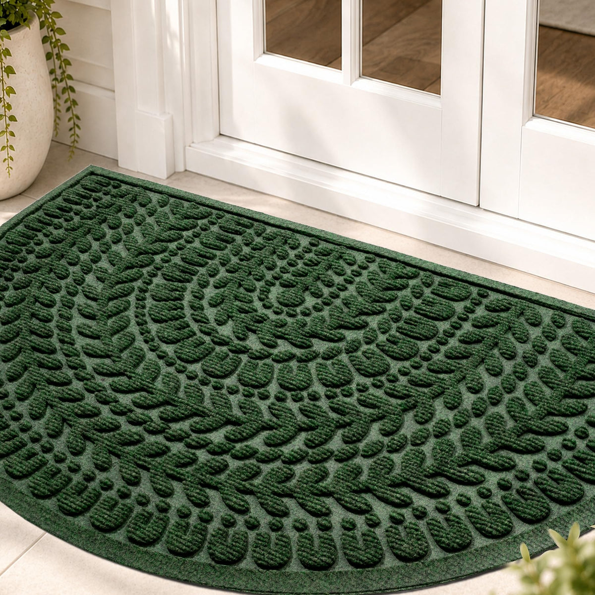 RORA Half Circle Door Mat Front Door Mat Outside Entrance Welcome Mat 17x30