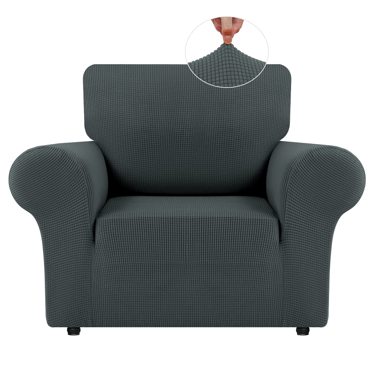 LURKA Stretch Couch Cover for Sofa, 1 Piece 3 Cushion Slipcover, Black