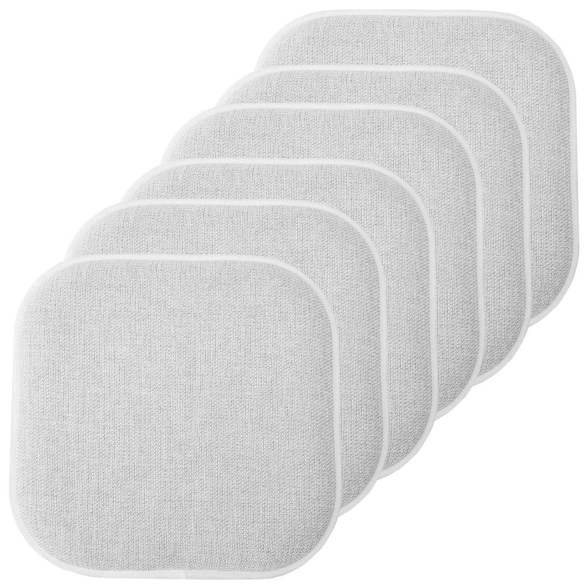 Sweet Home Collection Chair Cushion Memory Foam Pads Honeycomb Pattern Slip Non Skid Rubber Back Rounded Square 16" x 16" Seat Cover, 4 Pack, Alexis Chocolate
