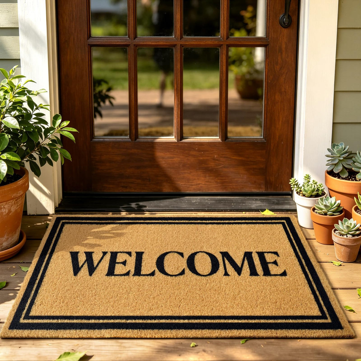 Floral Front Door Mat Outside Non-Slip Welcome Doormat, 17x29 in