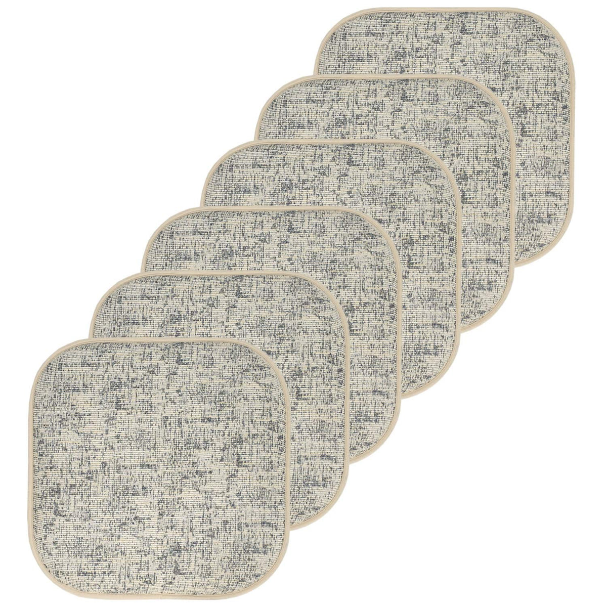 Sweet Home Collection Chair Cushion Memory Foam Pads Honeycomb Pattern Slip Non Skid Rubber Back Rounded Square 16" x 16" Seat Cover, 4 Pack, Alexis Chocolate