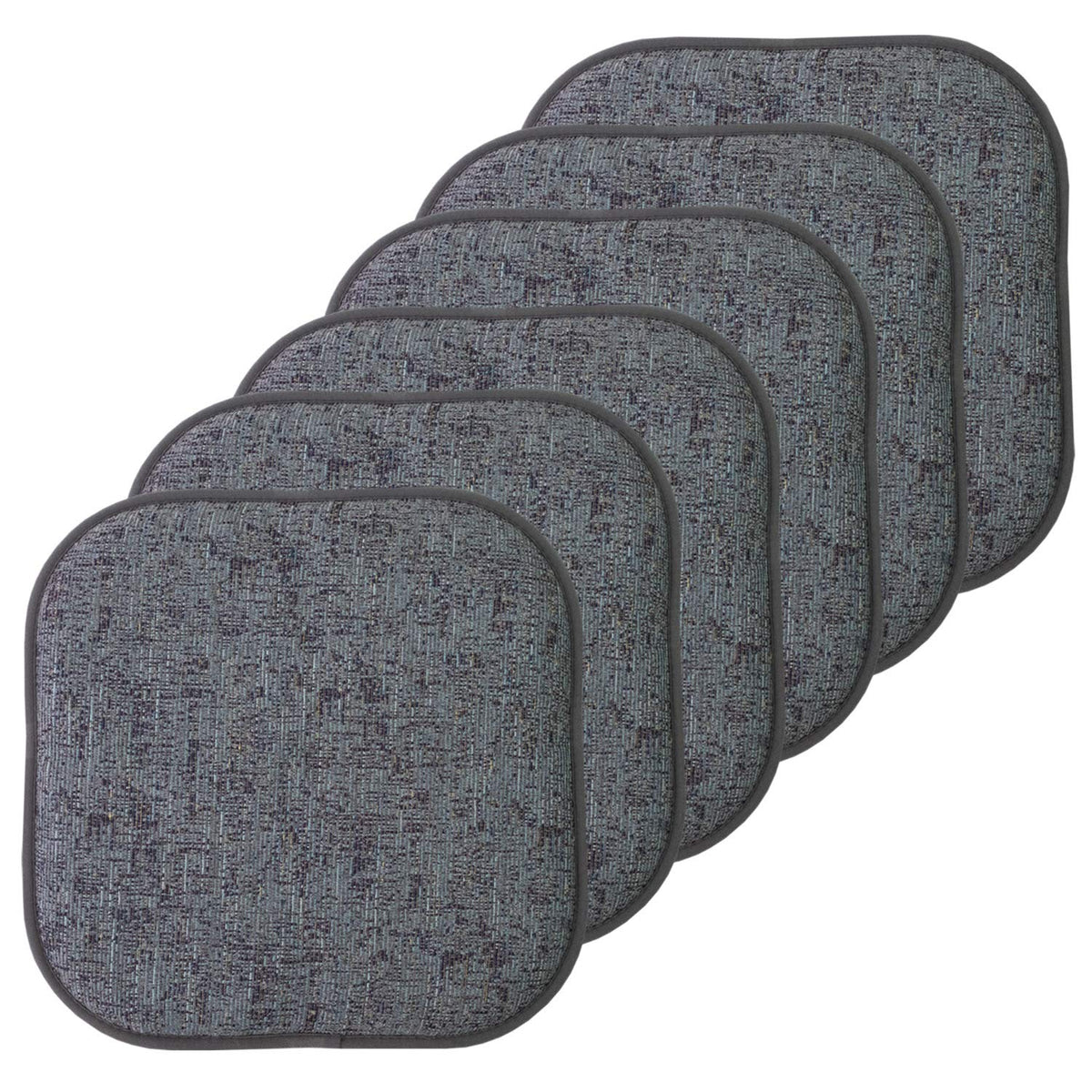 Sweet Home Collection Chair Cushion Memory Foam Pads Honeycomb Pattern Slip Non Skid Rubber Back Rounded Square 16" x 16" Seat Cover, 4 Pack, Alexis Chocolate