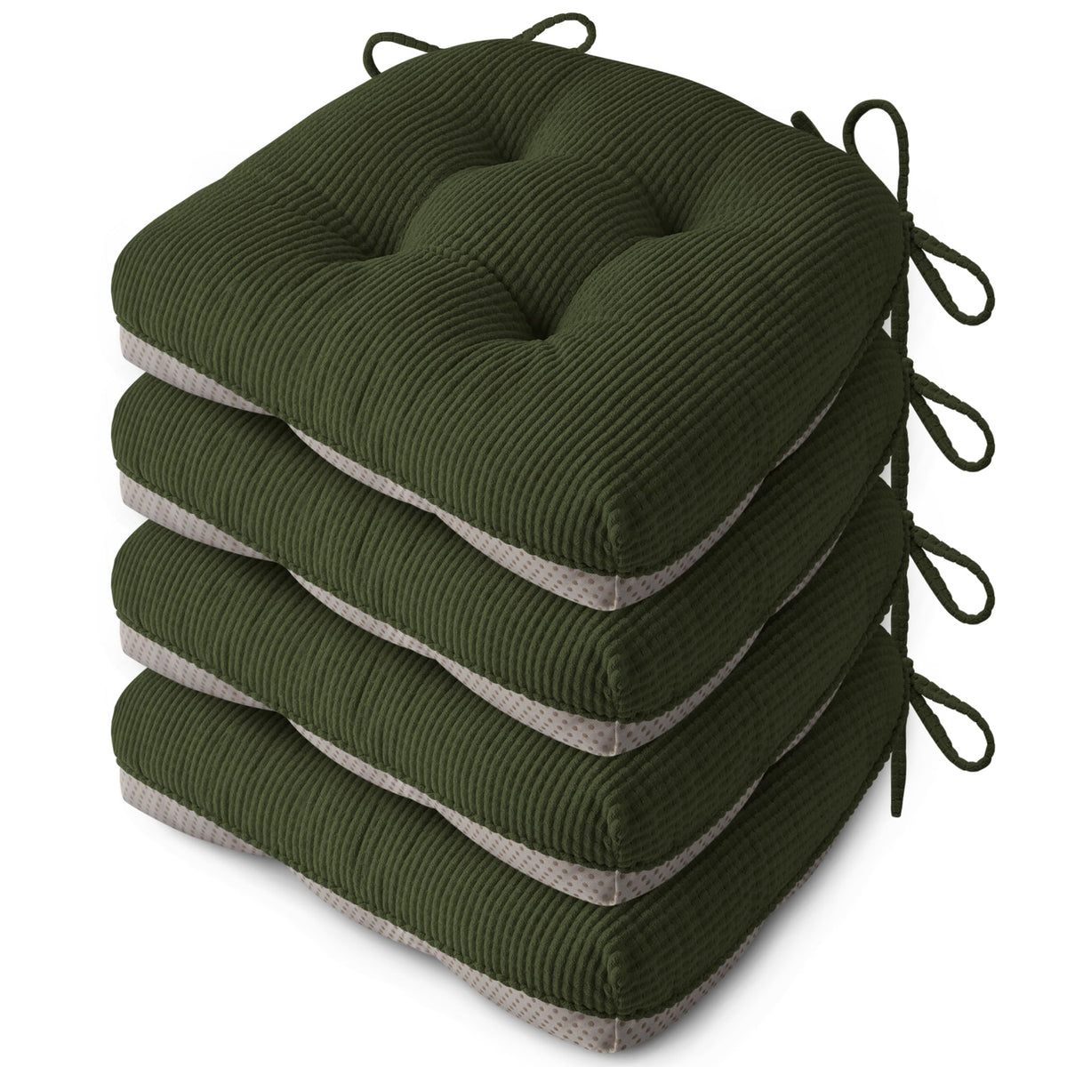 Anti Slip Kitchen Chair Cushions Set of 4 18"X16.5"X3" Beige