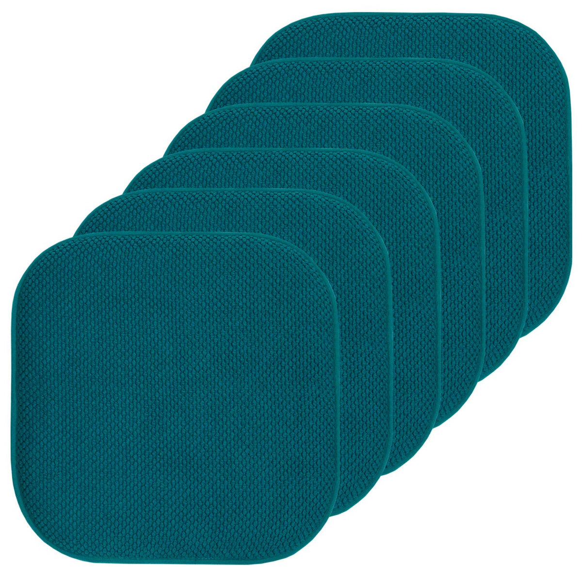 Sweet Home Collection Chair Cushion Memory Foam Pads Honeycomb Pattern Slip Non Skid Rubber Back Rounded Square 16" x 16" Seat Cover, 4 Pack, Alexis Chocolate