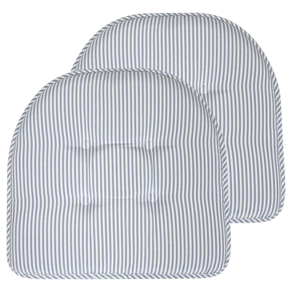 Sweet Home Collection Chair Cushion Memory Foam Pads Tufted Slip Non Skid Rubber Back U-Shaped 17" x 16" Seat Cover, 6 Pack, Checkered Taupe/White