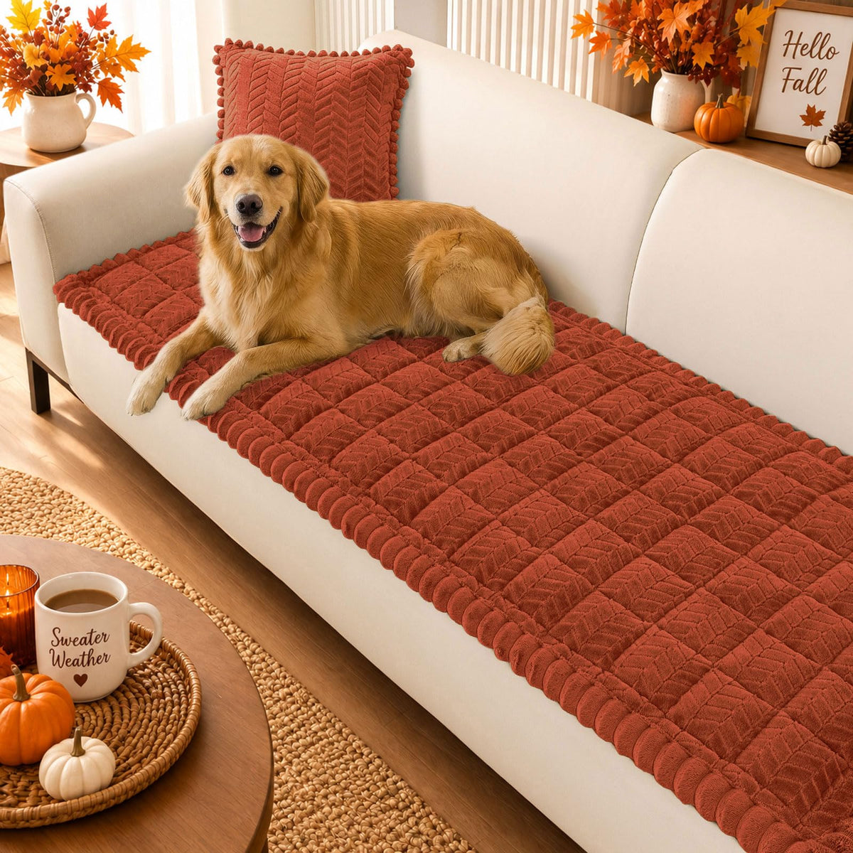 Smiry Couch Cover for Dogs, Non Slip Fuzzy Pet Sofa Covers Washable