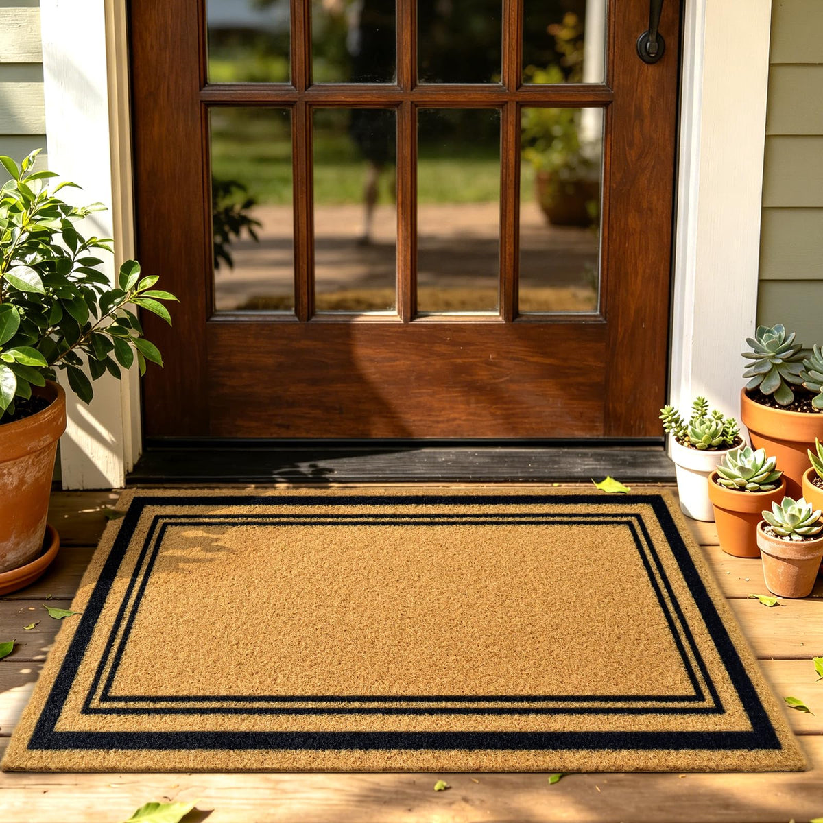 Floral Front Door Mat Outside Non-Slip Welcome Doormat, 17x29 in