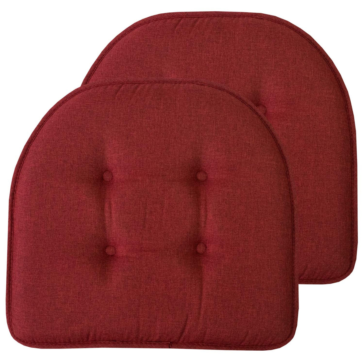 Sweet Home Collection Chair Cushion Memory Foam Pads Tufted Slip Non Skid Rubber Back U-Shaped 17" x 16" Seat Cover, 6 Pack, Checkered Taupe/White