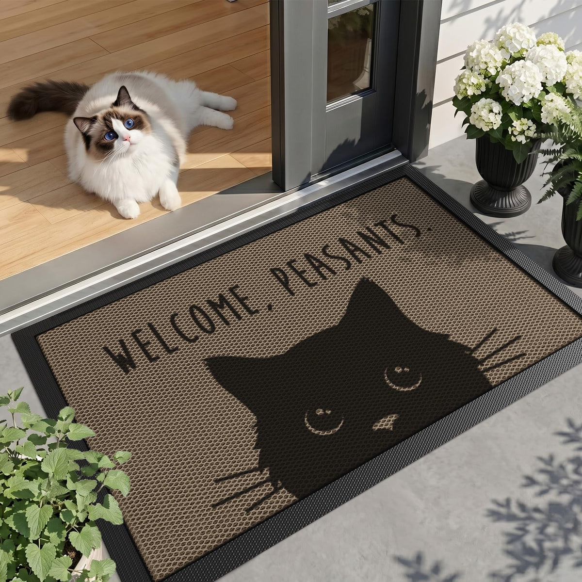 LUMI Outside Welcome Door Mat 24x36, Non-Slip Durable Rubber Easy Clean