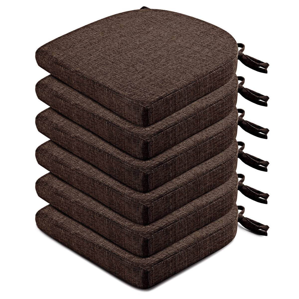 Wellsin Chair Cushions for Dining Chairs 6 Pack - Kitchen Chair Cushions with Ties and Non-Slip Backing - Dining Chair Pads 16"X16"X2", Dark Gray