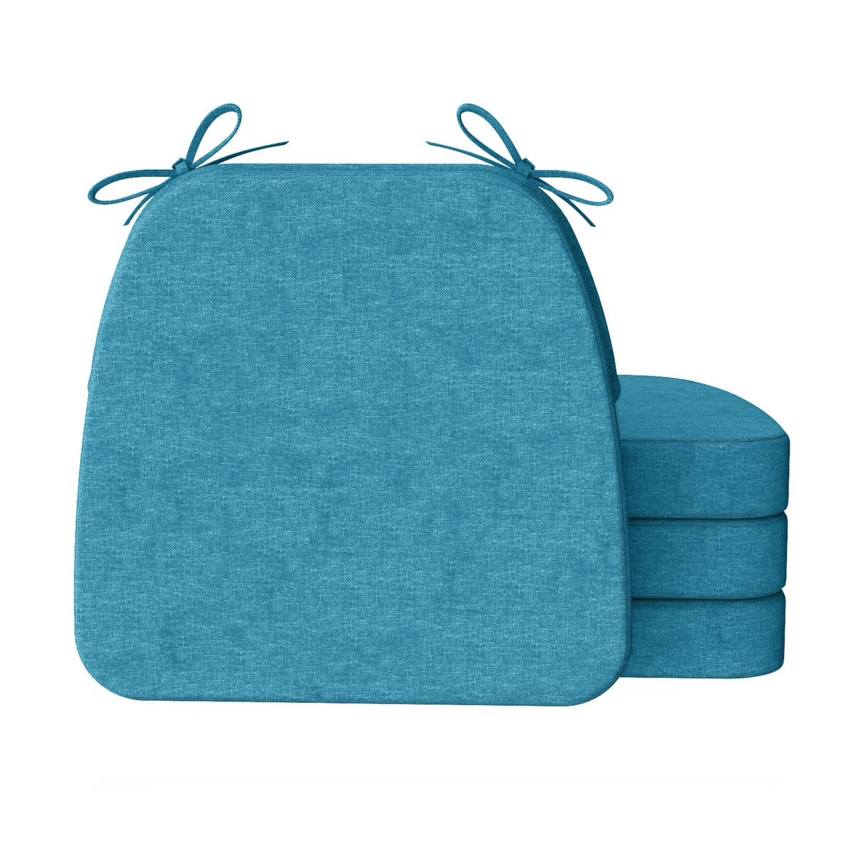 AAAAAcessories D-Shaped Chair Cushions, 2" Thick Dining Chair Pads with Ties and Removable, Machine-Washable Cover, 17" x 16", Set of 4, Oatmeal Beige