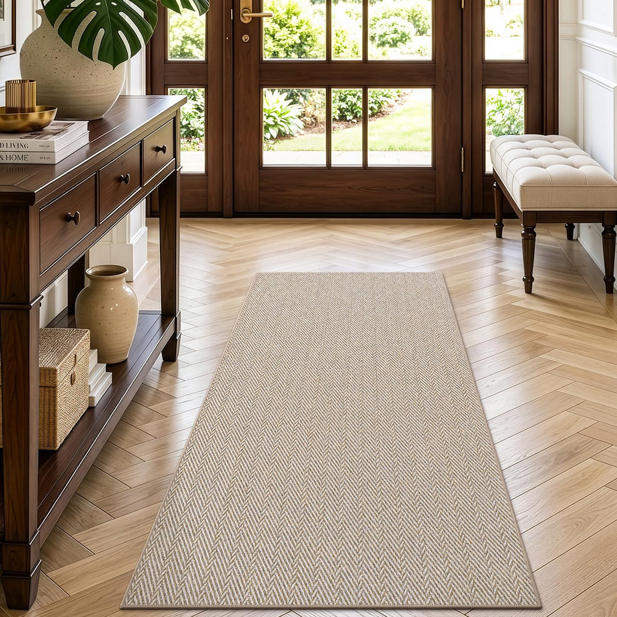 LUMI Ultra Thin Indoor Door Mat 24"x36", Entrance Doormat, Beige
