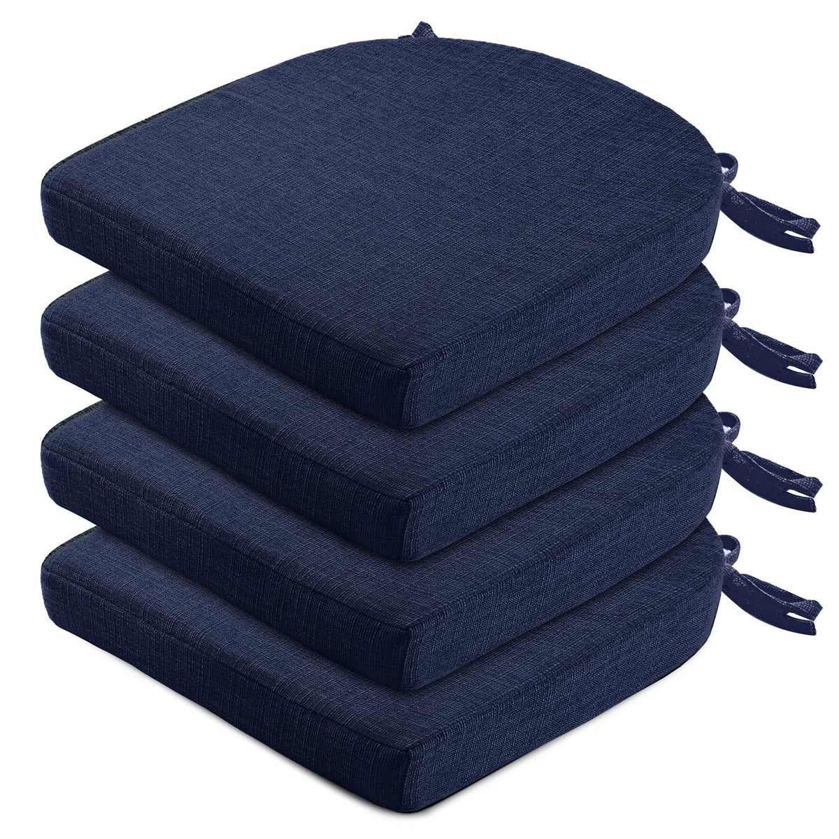 Wellsin Chair Cushions for Dining Chairs 6 Pack - Kitchen Chair Cushions with Ties and Non-Slip Backing - Dining Chair Pads 16"X16"X2", Dark Gray
