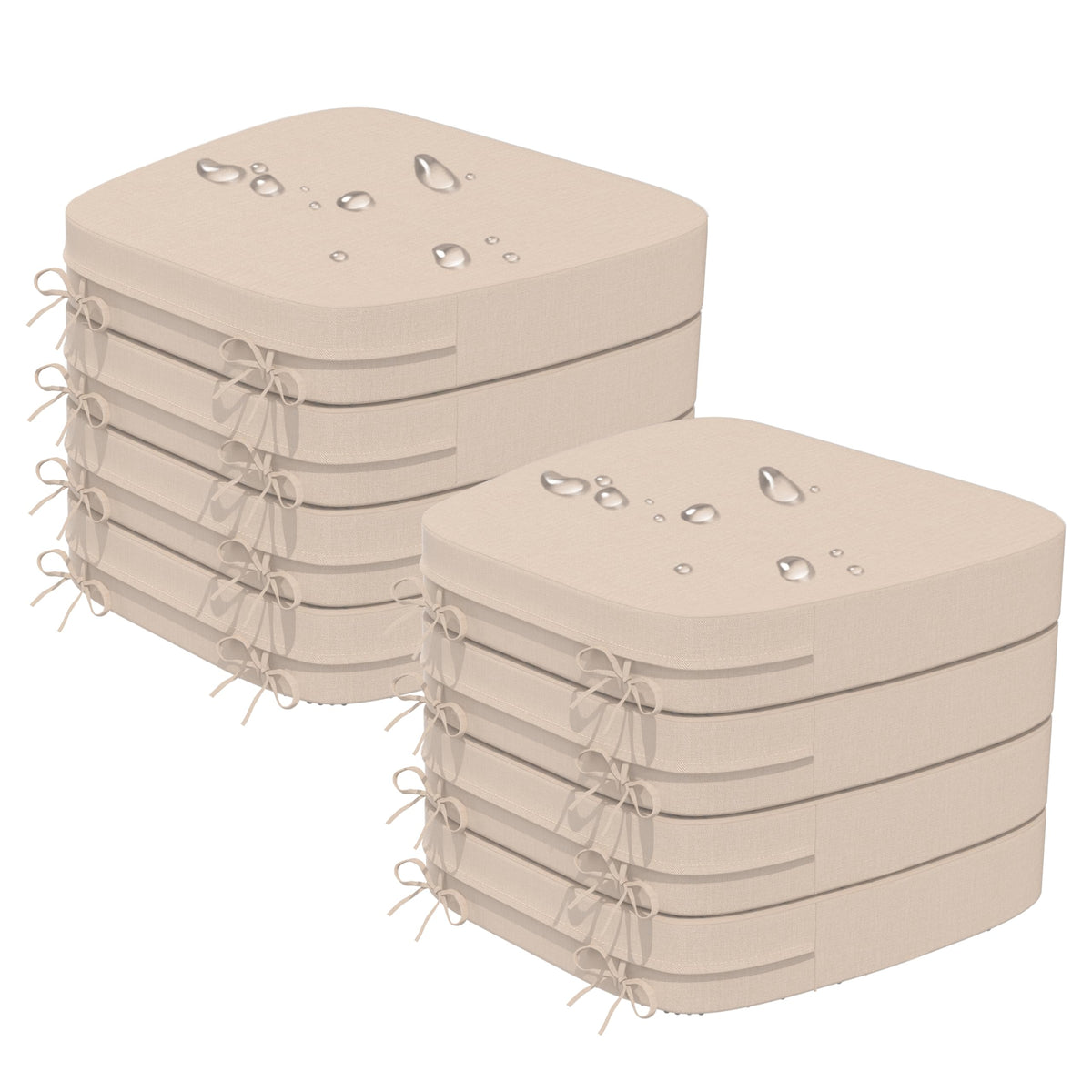 17'' x 16'' x 2.5"Thick Chair Cushions for Dining Chairs, 6 Pack WaterProof Easy Clean Kitchen Chair Pads with Ties and Non-Slip Backing - 30D High Elastic Foam Soft Kitchen Chair Cushions