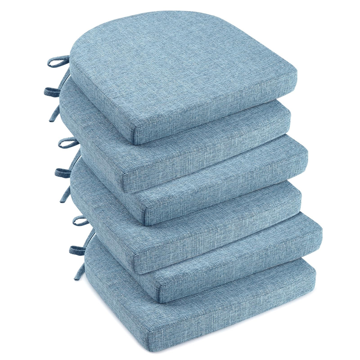 downluxe Indoor Chair Cushions for Dining Chairs, Soft and Comfortable Textured Foam Kitchen Chair Pads with Ties and Non-Slip Backing, 16" x 16" x 2", Red, 4 Pack