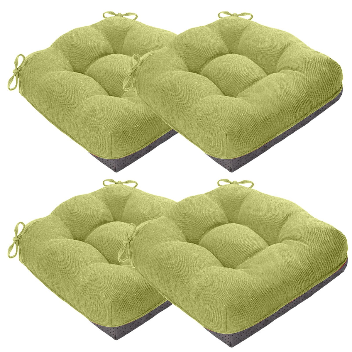 MAGIC ELEPHANT Chair Cushions for Dining Chair, Shredded Memory Foam Kitchen Chair Cushions Set of 4, Non-Slip Thick Dinning Room Chair Pads Seat Cushions, 15.5" x 15.5" x 4" (Grey)