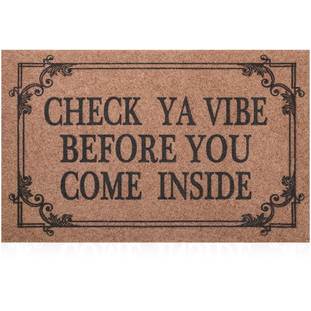 Indoor Door Mat Welcome Mats for Front Door Outdoor Entry Black Doormat, Check Ya Vibe Before You Come Inside This House Doormat, Non Slip Rubber Farmhouse Mats 28" x 18"