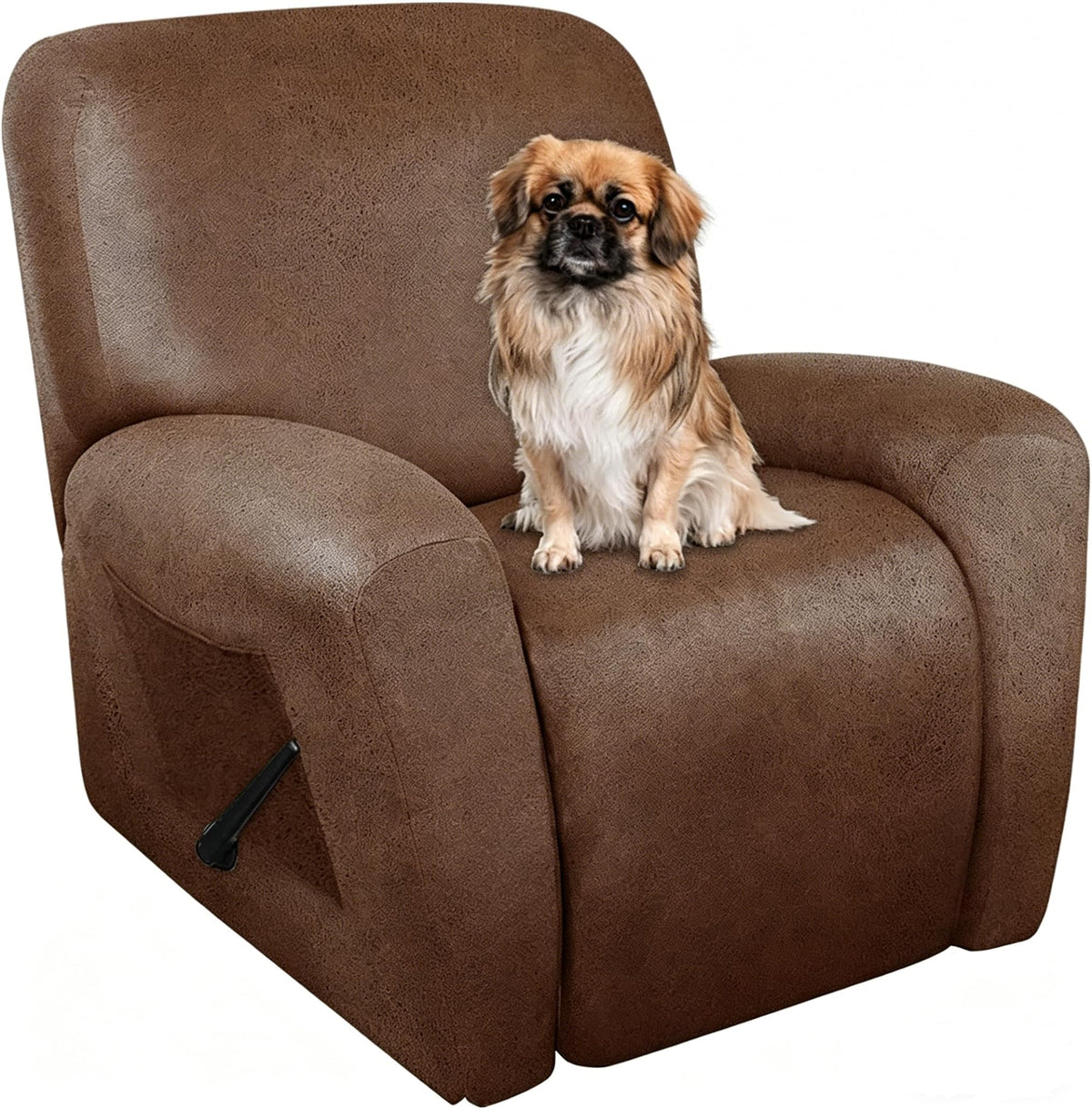 ANARACHON Leather Look Recliner Couch Cover 8-Piece Recliner Sofa Slipcovers 3 Seater for Reclining Couches Furniture Protector Spandex Fabric Washable (Recliner Sofa, Brown)