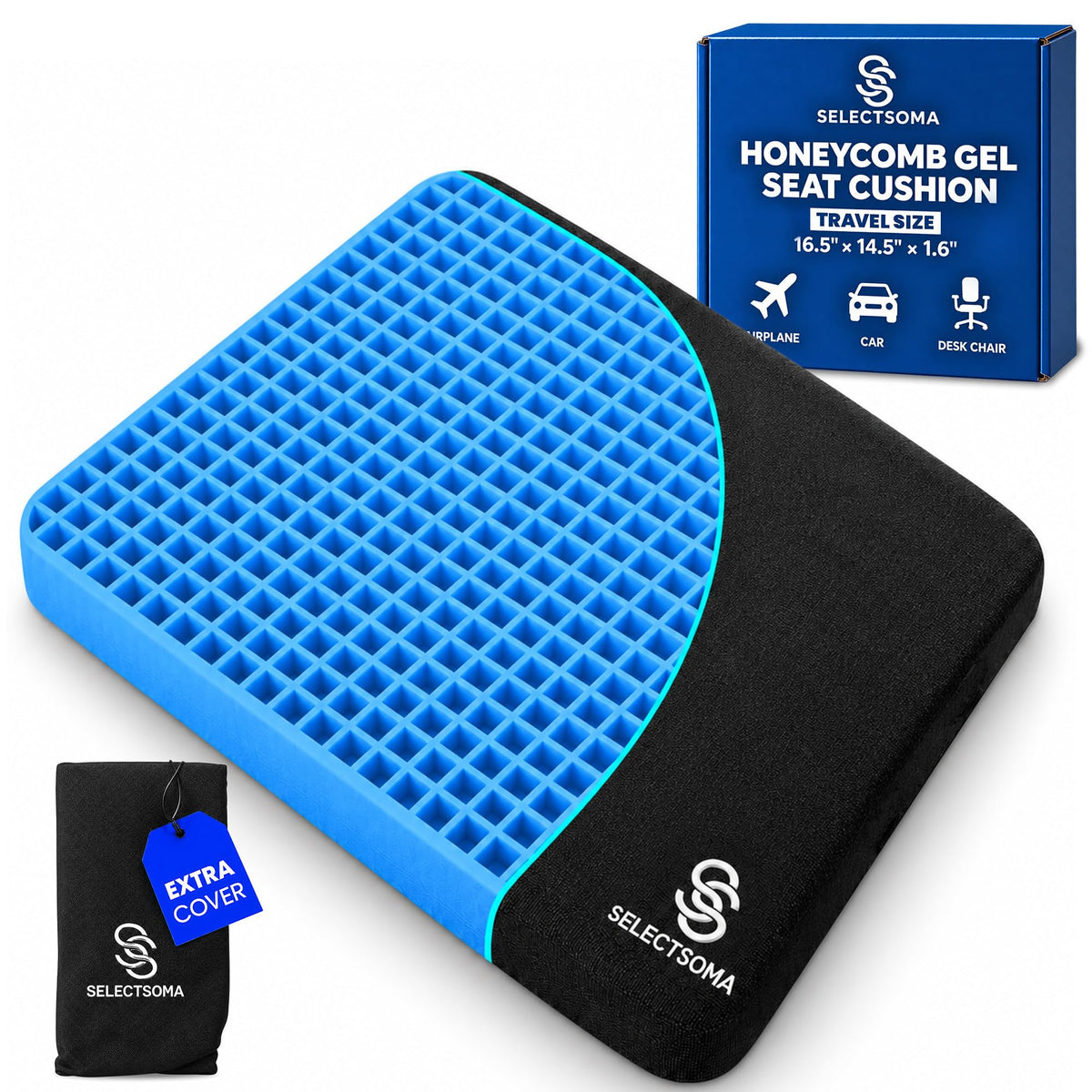 Gel Seat Cushion for Long Sitting, Pressure Relief for Tailbone and Back