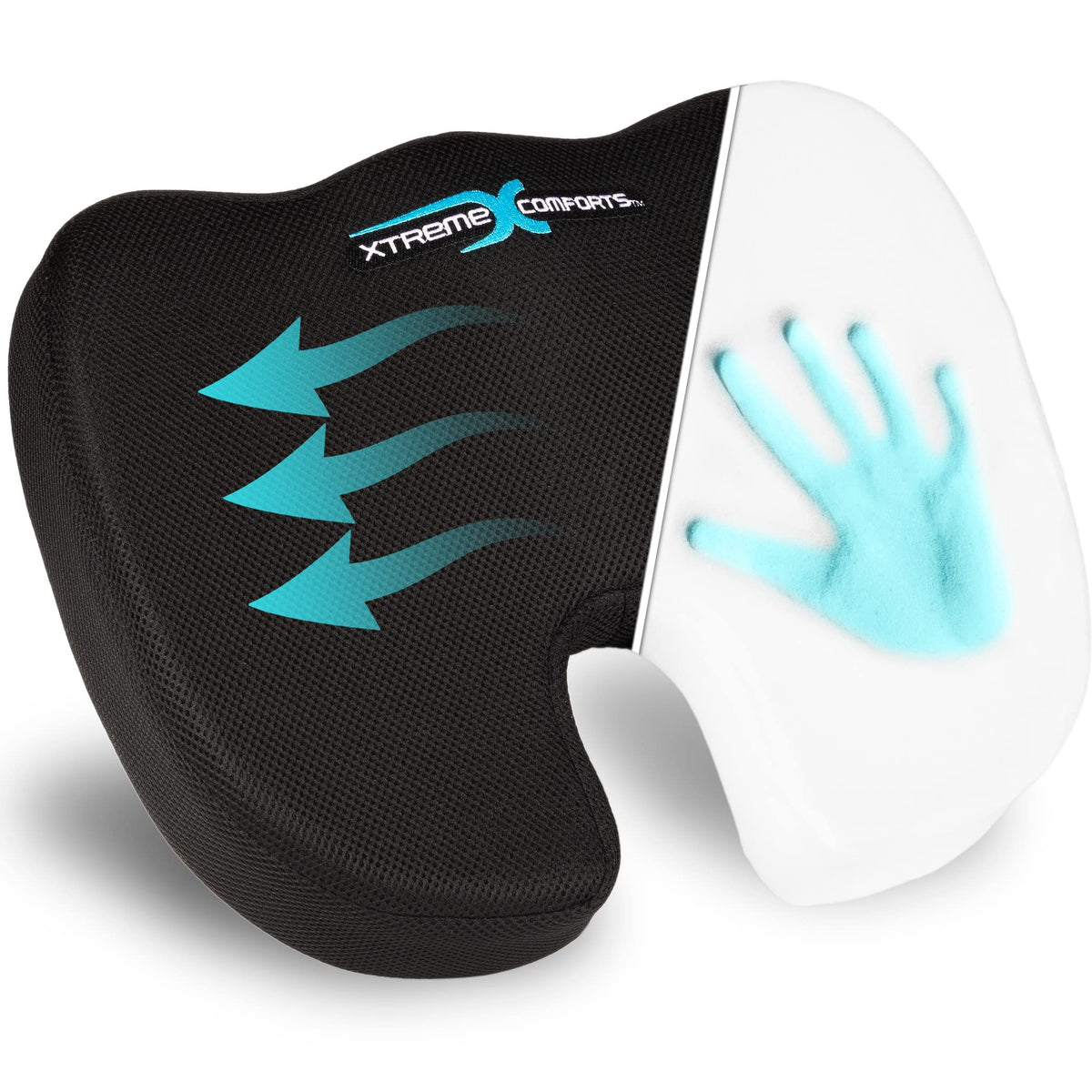Xtreme Comforts Seat Cushions | Office Chair Cushions for Desk, Car, Wheelchair| Ergonomic Memory Foam Seat Cushion for Support & Comfort | Helps Improve Sitting Posture for Work & Body Relief (1 Pc)