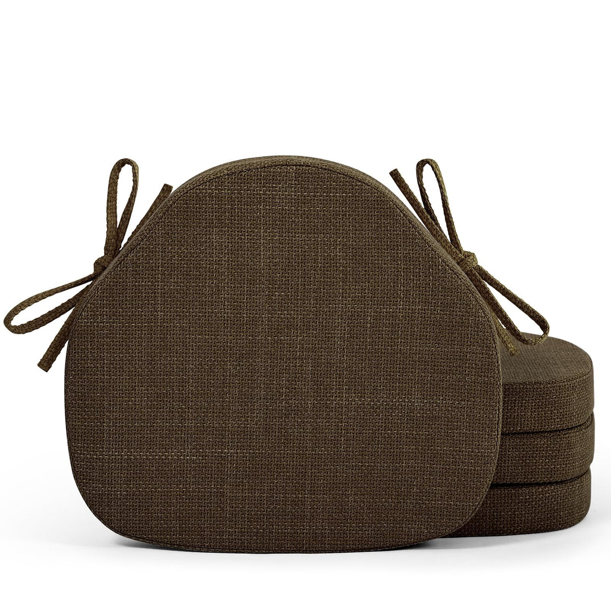 Shinnwa Dining Chair Cushions Set of 4, High-Resilience Foam Windsor Seat Pads, Kitchen Chair Cushions with Ties & Textured Cover, 4 Pack, 16.5 x 15.5 x 2, Light Brown