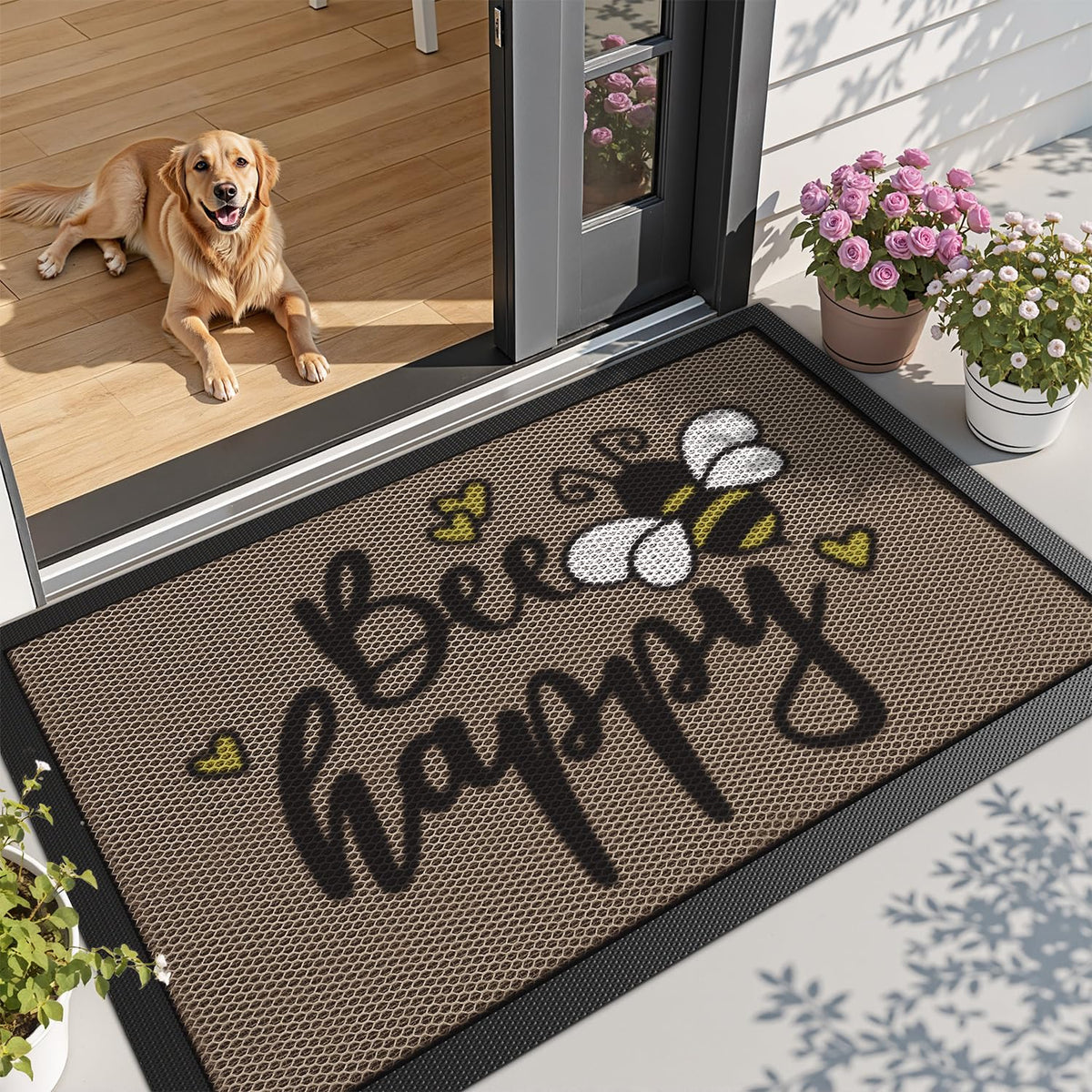 LUMI Outside Welcome Door Mat 24x36, Non-Slip Durable Rubber Easy Clean