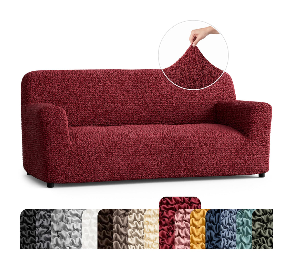 Premium Stretch Couch Covers for Sofa - Sofa Chair Cover Washable, Dogs & Pets Friendly - Elastic Polyester Loveseat Slipcovers - Non-Slip Love Seat Couch Covers - Soft Taupe (86"-120" Wide)