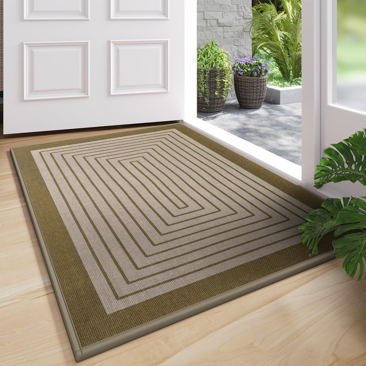 Door Mat Indoor Entrance Front Entry Mats,17''x30'',Brown