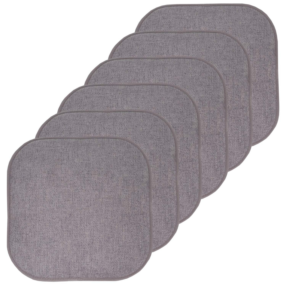 Sweet Home Collection Chair Cushion Memory Foam Pads Honeycomb Pattern Slip Non Skid Rubber Back Rounded Square 16" x 16" Seat Cover, 4 Pack, Alexis Chocolate