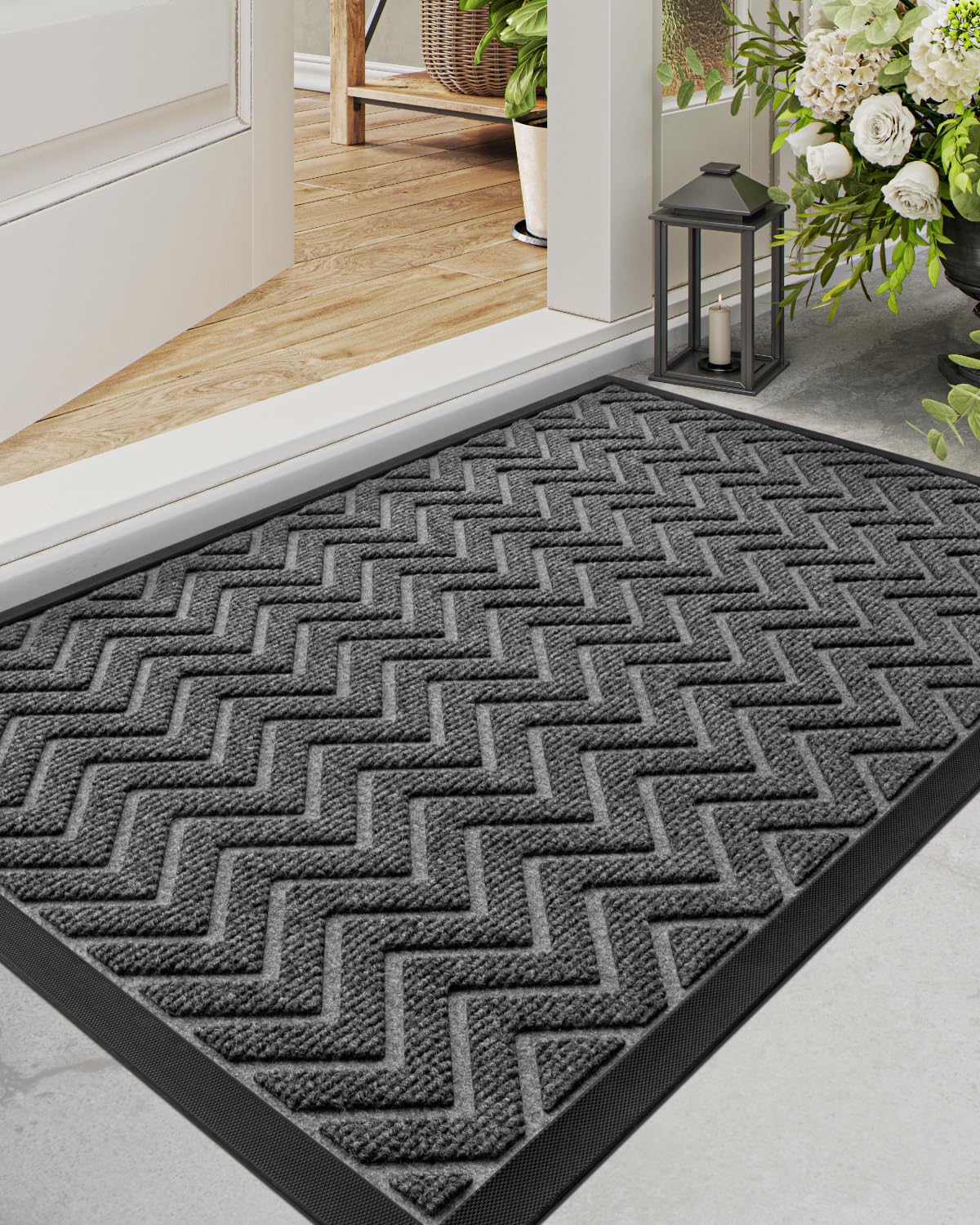 DEXI Front Door Mat Outside Entrance 24x36 Welcome Rubber Entry Doormat