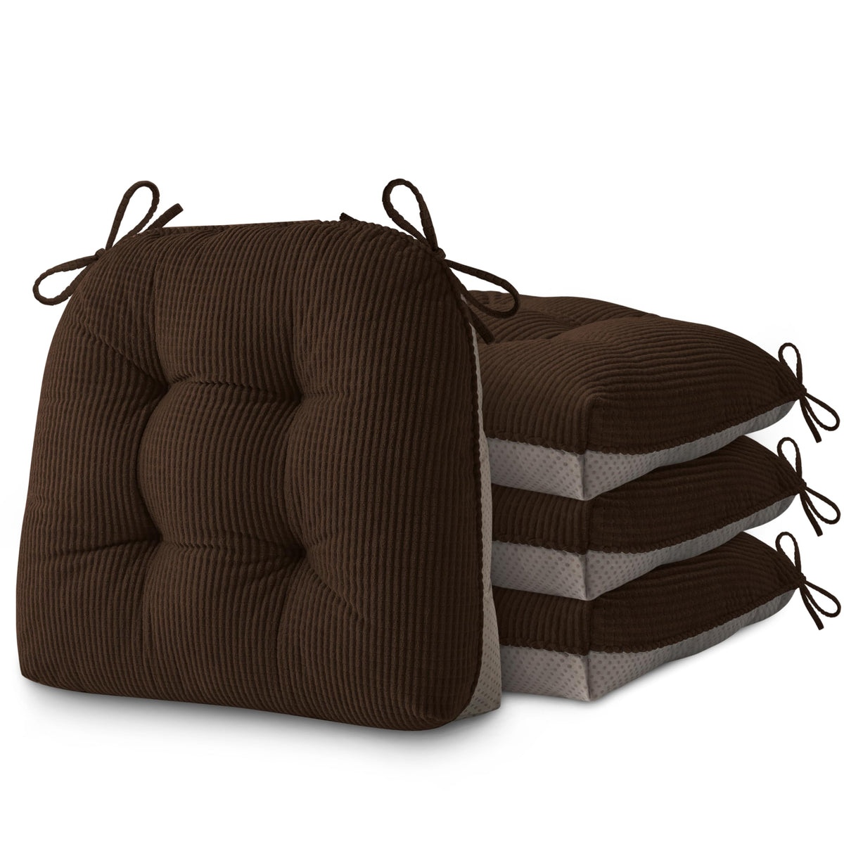 AddGrace Dining Chair Cushions Set of 4 Non-Slip 18"x16"x3" Grey