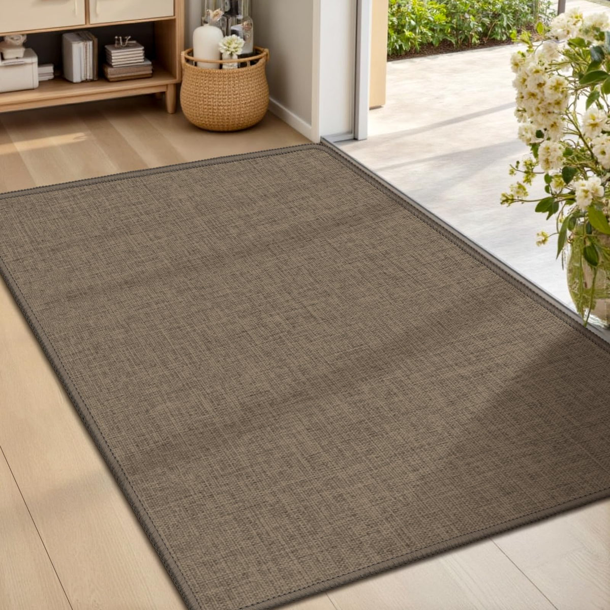 LEKEEPGO Ultra Thin Indoor Door Mat 17"x29", Non Slip Door Mat, Khaki