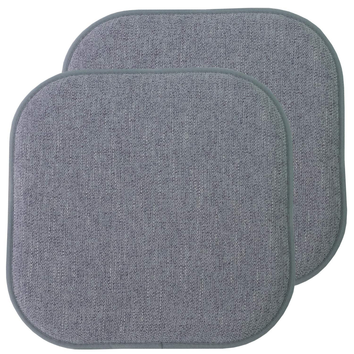 Sweet Home Collection Chair Cushion Memory Foam Pads Honeycomb Pattern Slip Non Skid Rubber Back Rounded Square 16" x 16" Seat Cover, 4 Pack, Alexis Chocolate
