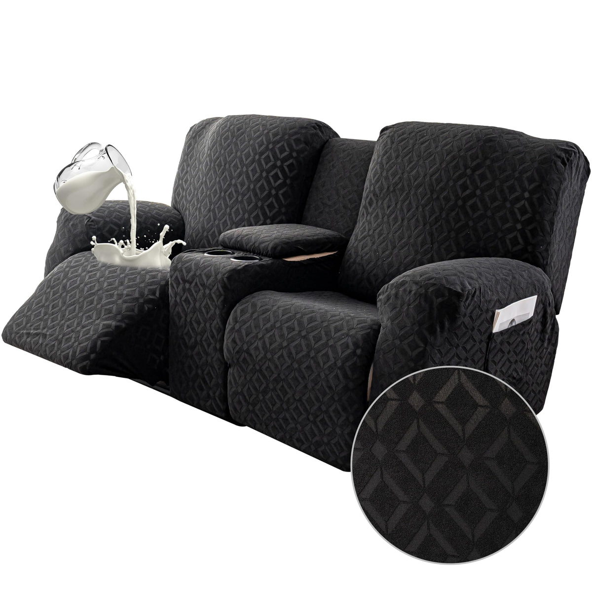 Gennia Waterproof Recliner Sofa Cover,3 Seat Couch Cover,Dark Gray