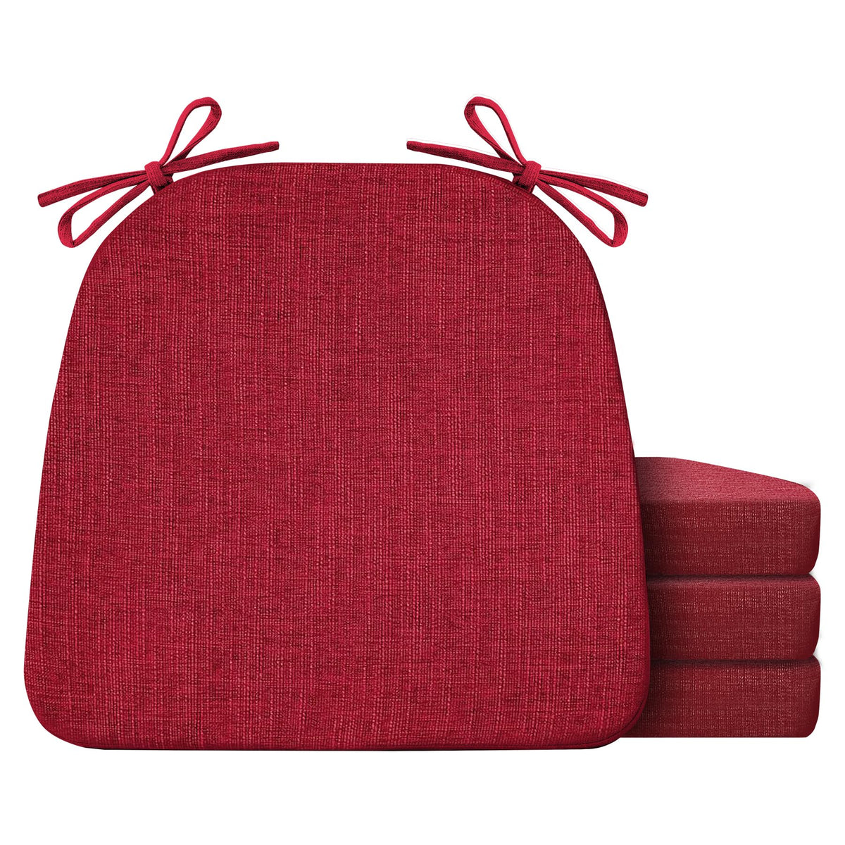 IASEAHK Chair Cushions for Dining Chairs Set of 4, Non Slip Kitchen Chair Pads, 17" x 16" x 2", Indoor Dining Chair Cushions with Ties, D-Shaped Seat Cushions for Kitchen Chairs, Beige