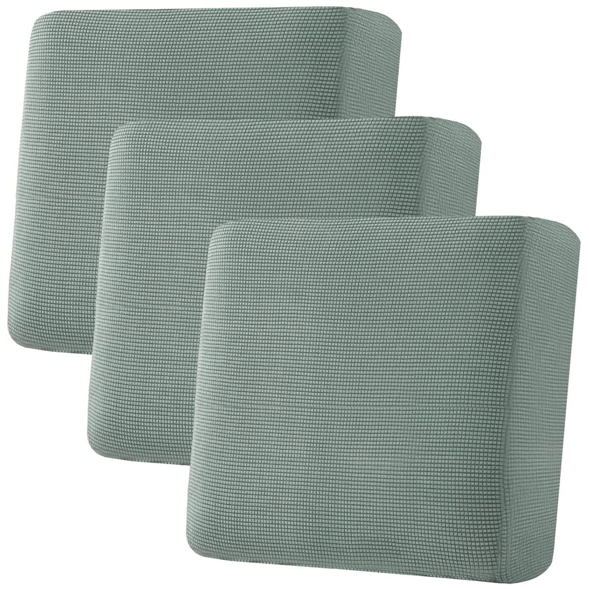 H.VERSAILTEX Super Stretch Individual Seat Cushion Covers Sofa Covers Couch Cushion Cover Slipcover Sets Thick Jacquard Textured Twill Fabric (3 Piece Sofa Cushion Covers, Grey)